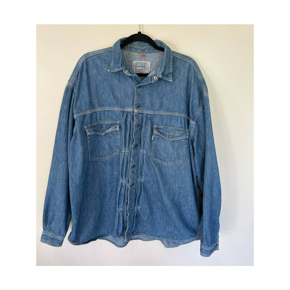 VINTAGE Levi's Blue Denim shirt/jacket XL - Picture 1 of 5